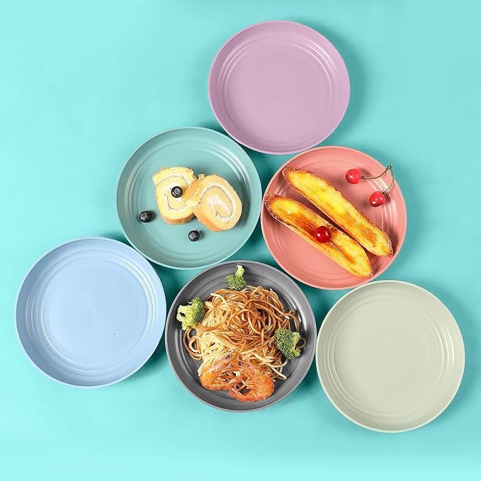 HEYCOME 12 Pcs Unbreakable Deep Dessert Plates Set, 8 inch Reusable Plastic - Image 7