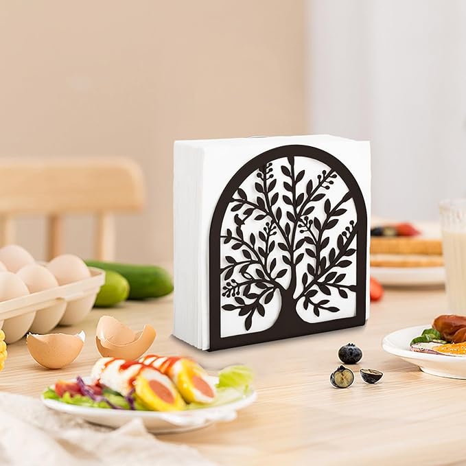 Napkin Holder for Tables, Tree of Life Design Modern Metal Napkin Holder for - Image 7