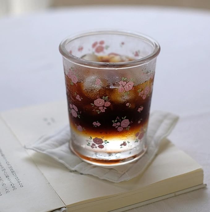 2 Pack 12 OZ Cute Floral Glass Cup French Drinking Glasses | Thick Sturdy/Clear - Image 8