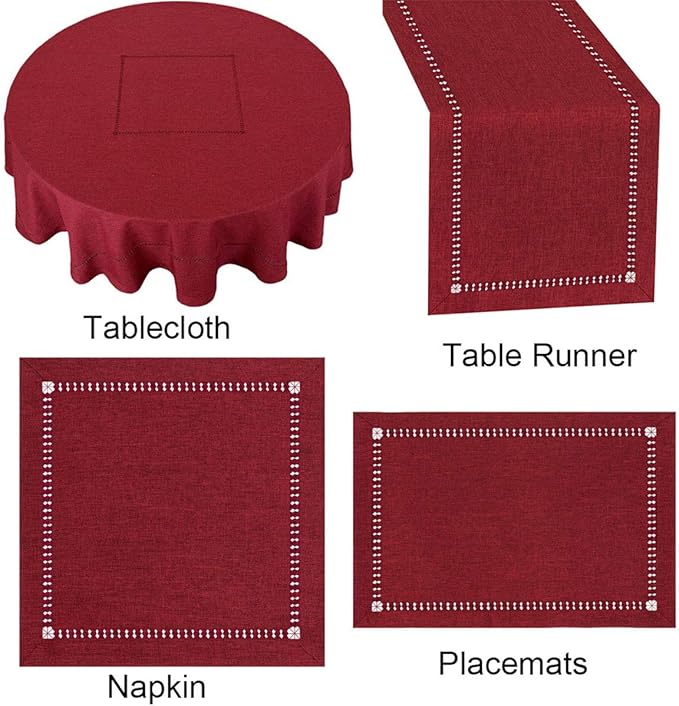 Grelucgo Handmade Hemstitched Polyester Rectangle Table Runners Dresser Scarves - Image 7
