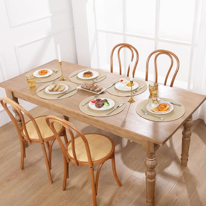 SHACOS 15 inch Round Braided Placemats Set of 6 Cotton Polyester Heat Resistant - Image 9
