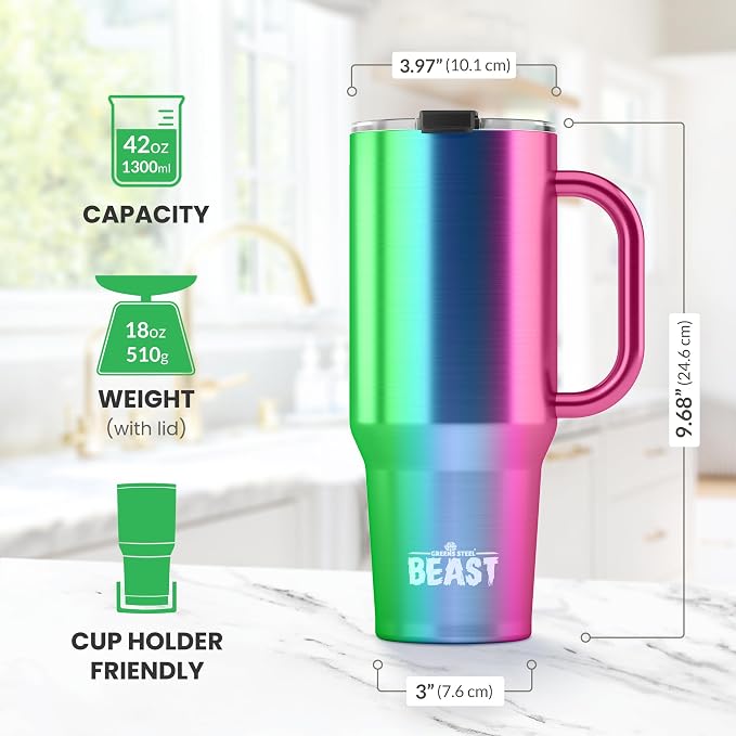 Beast 42 oz Tumbler with Handle Stainless Steel Vacuum Insulated Coffee Ice Cup - Image 9