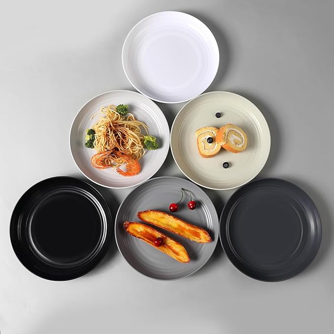 HEYCOME 12 Pcs Unbreakable Deep Dinner Plates Set, 10 inch Reusable Plastic - Image 7