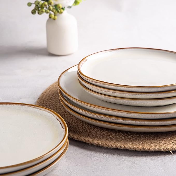 AmorArc Ceramic Plates Set of 6, 8.5 Inch Stoneware Small Dinner Plates Set | - Image 8