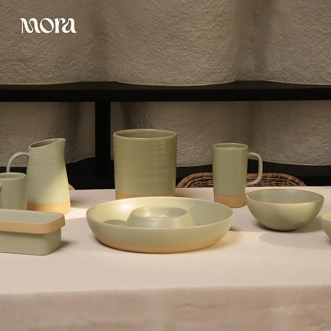 MORA Ceramic Chips and Dip Serving Tray: Large Divided Party Bowl Set - Image 8