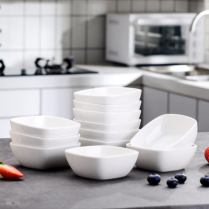 MALACASA 5 oz Porcelain Dip Bowls Set, 12 Pack Small Ramekins Stackable | - Image 8