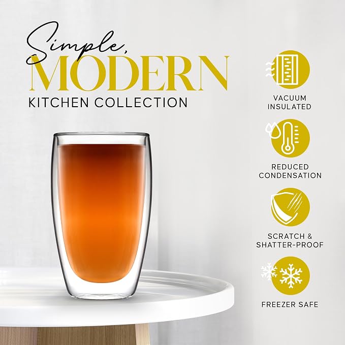 Kitchables Double Walled Glass Coffee Mugs Set of 2, 15oz Insulated Glass - Image 8