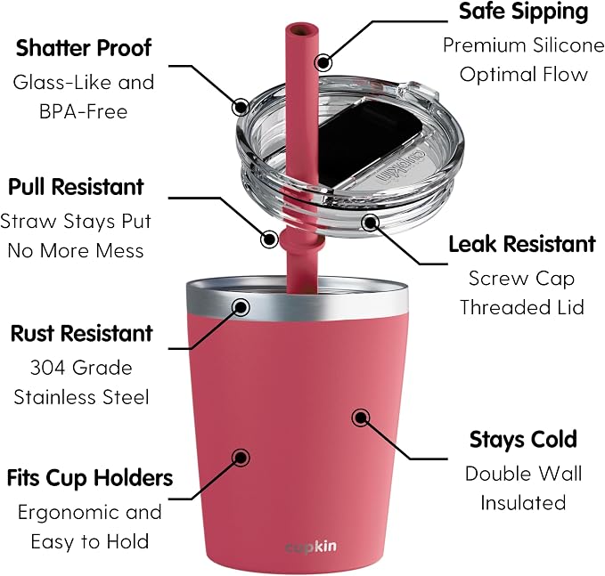 CUPKIN Eco Kids Tumbler Cup, The Original 8 oz Stackable Stainless Steel Metal - Image 9