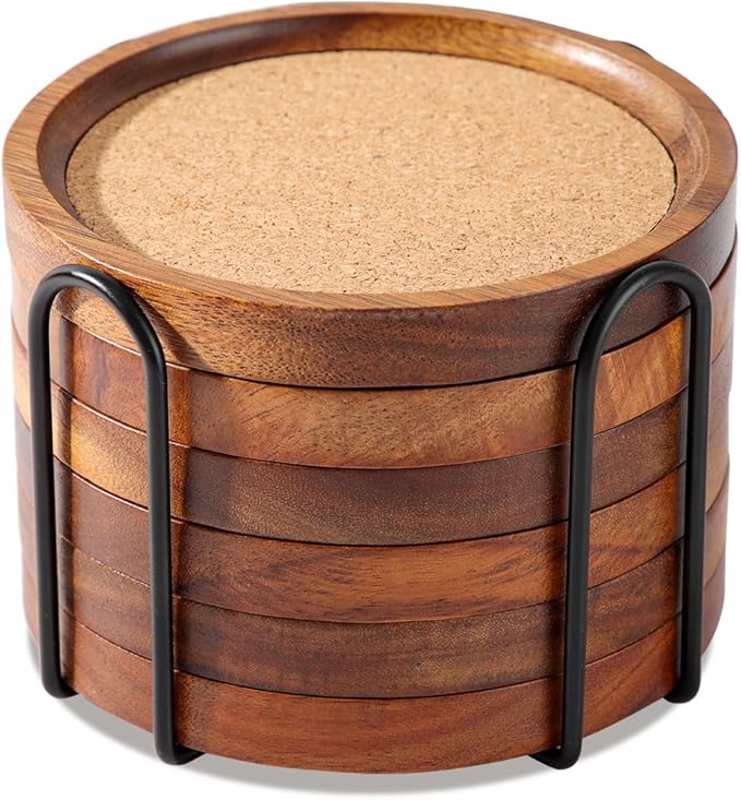 WLWNWFT Wood Cork Coasters for Drinks Absorbent - Image 8