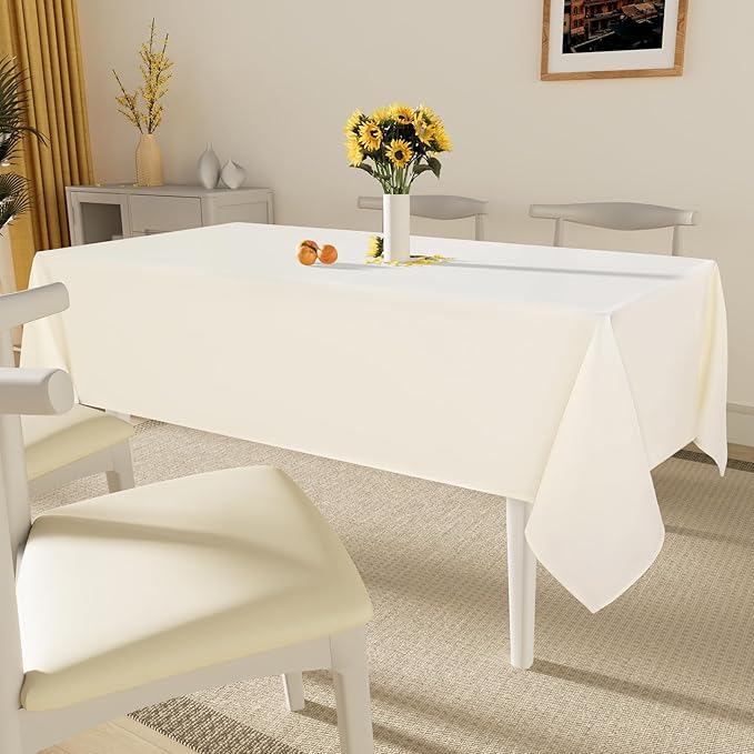 Smiry Rectangle Table Cloth, Waterproof Anti-Scratch Polyester Tablecloth, Decorative Washable Fabric Table Cover for Dining, Buffet, Parties and Outdoor, 60x120, Beige