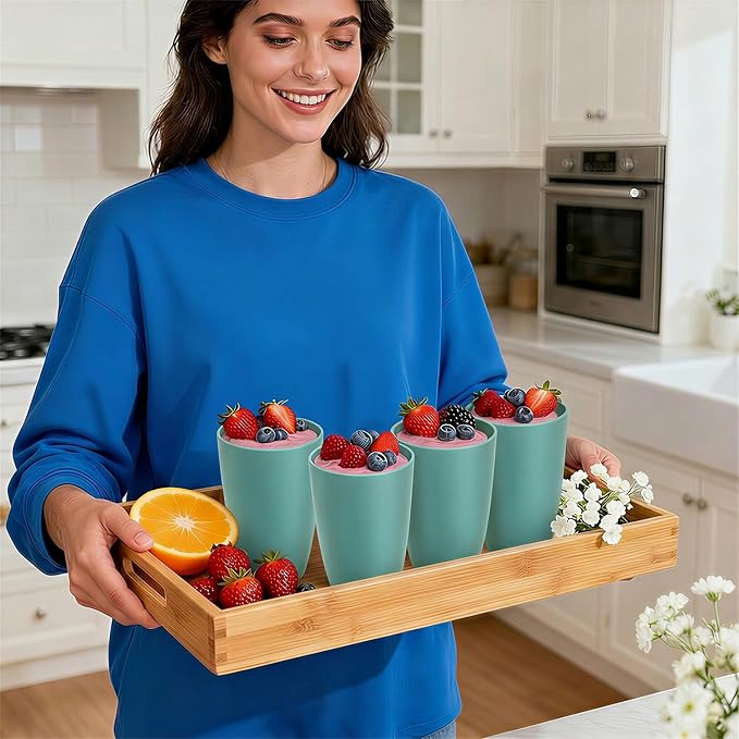 20 OZ Large Wheat Straw Cups Set of 6, Unbreakable Reusable Plastic Cup - Image 9