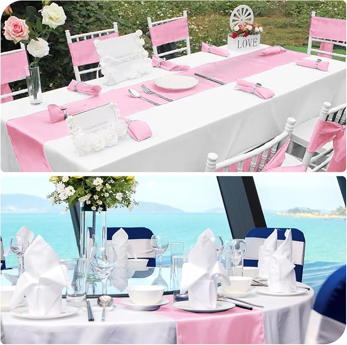 12 Pack Light Pink Satin Table Runner 12 x 108 Inch Long Premium Table Runners - Image 6