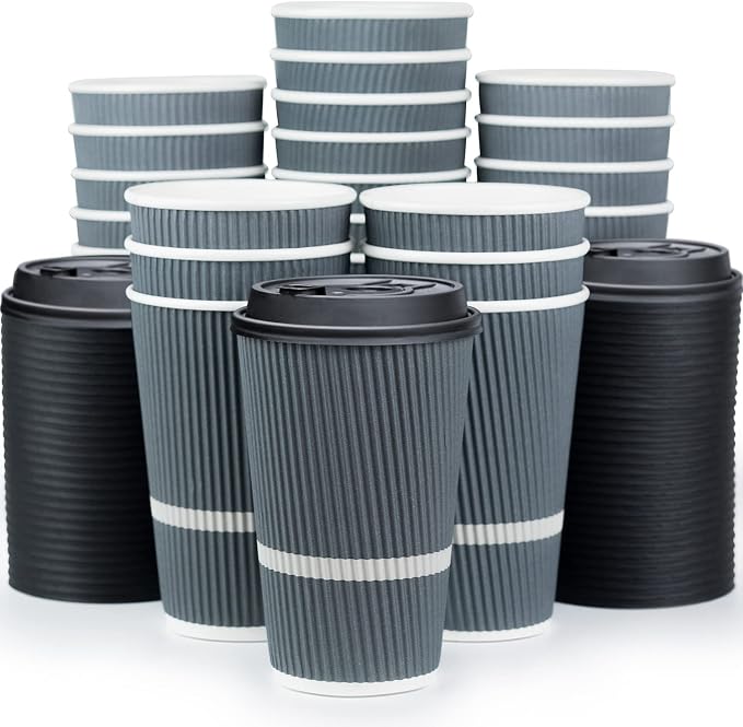 Disposable Coffee Cups With Lids - 16 oz To Go Coffee Cup. Large Travel Cups - Image 7