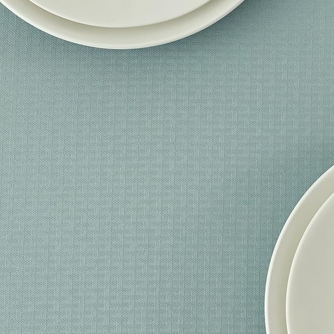 maxmill Square Tablecloth Weaved Texture Stain Resistant Waterproof Wrinkle Free Washable Soft Table Cloth, Decorative Fabric Table Cover for Dining Room Dinner Parties, 52 x 52 Inch, Dusty Blue