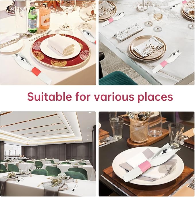 Germiwipe Paper Napkin Band Box of 500, Napkin Rings Self Adhesive, Family - Image 8