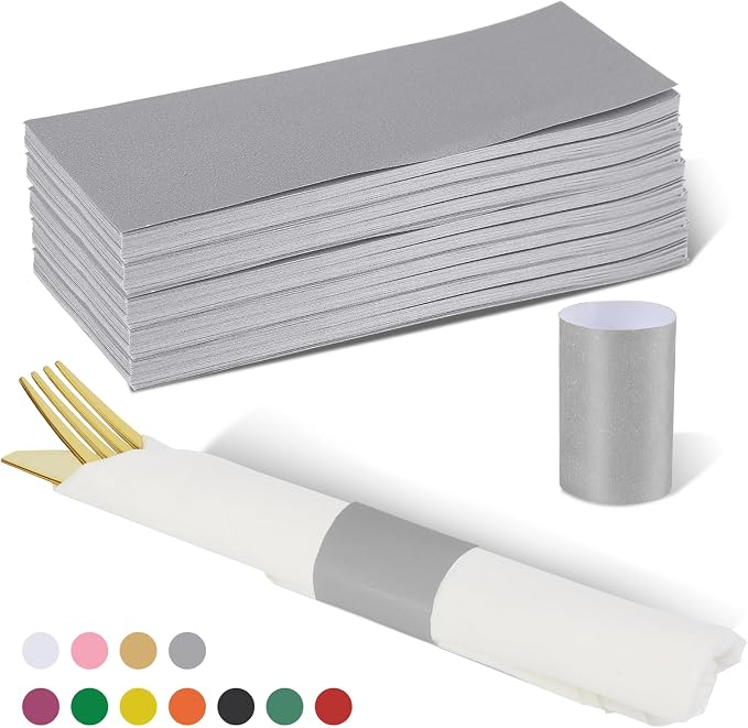Germiwipe 500 Pcs Self-Adhesive Napkin Bands, | Paper Napkin Rings - Image 8