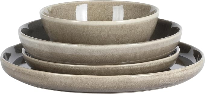Gibson Elite Berea 16 Piece Plates and Bowls Reactive Glaze Round Dishes - Image 7