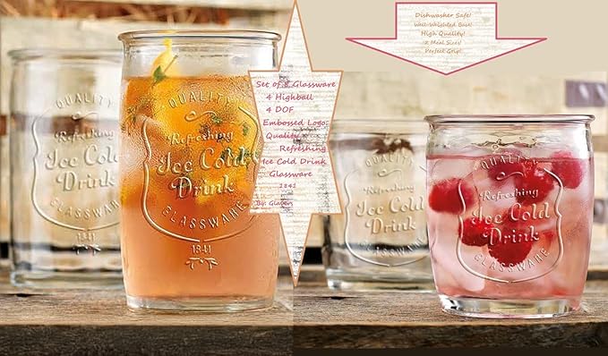 Glaver's Ice Cold Set of 8 Drinking Glasses 4-20 Oz Highball Glasses, and 4-13 - Image 9