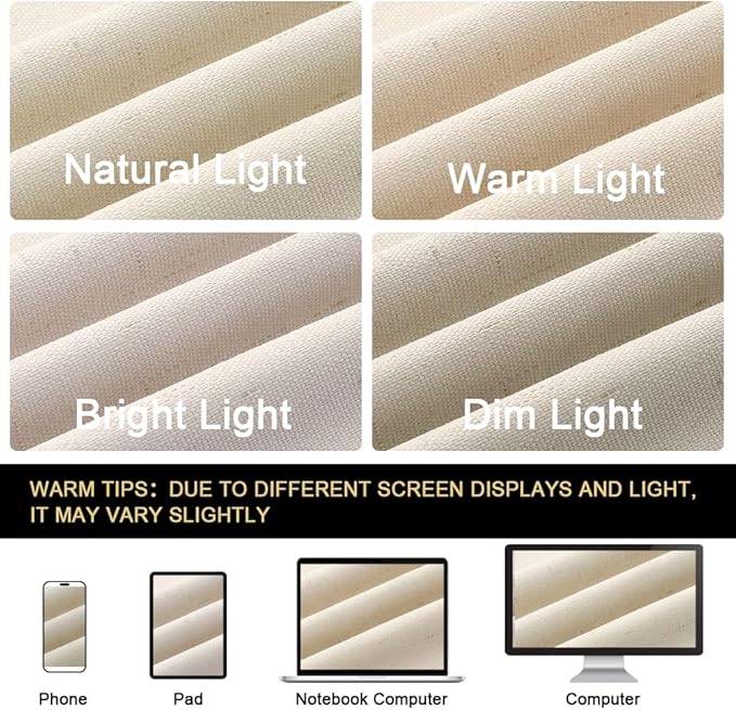 PrinceDeco 100% Blackout Curtains 108 Inches Long 2 Panels Set for Bedroom Living Room Farmhouse Style Keep Warm Large Window Draperies 108 inches Length with Thermal Insulated Liners,Bleached Sand