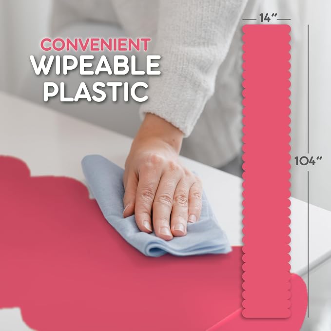 Hot Pink Scallop Table Runner, Disposable Plastic, 5 Pack - Image 6