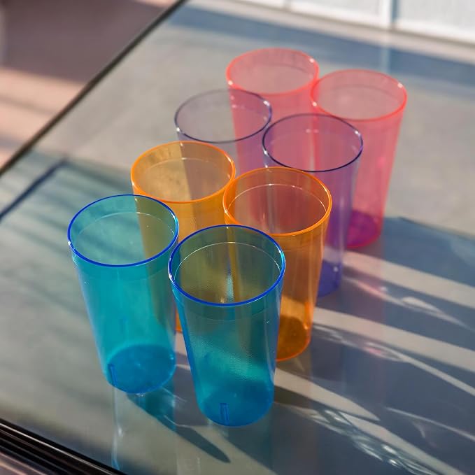 Oojami Set of 16 Plastic Tumblers, 20-Ounce Reusable Cups, BPA-Free & - Image 9