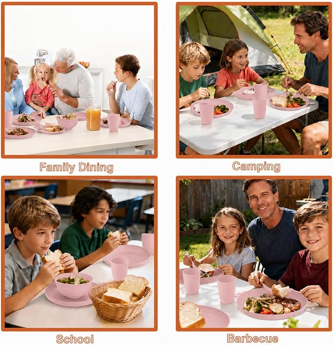 Wheat Straw Dinnerware Sets for 4, 20 Piece Unbreakable Kids Dinnerware Set - Image 9