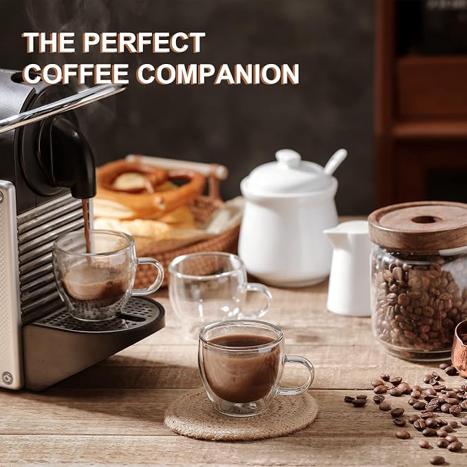 KitchenTour Insulated Coffee Mug 2.5 oz- Double Wall Glass Coffee Cup - Image 6