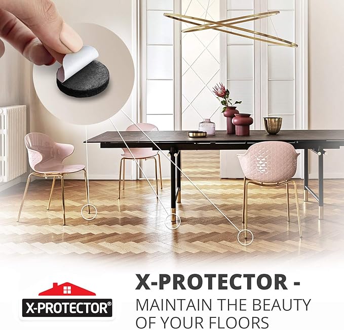 Felt Furniture Pads X-Protector - 48 PCS 1" - Premium Felt Pads Floor Protectors - Furniture Feet Wood Floors Protectors - Prevent Scratches, Annoying Noise & Protect Your Hard Surfaces! (Black)