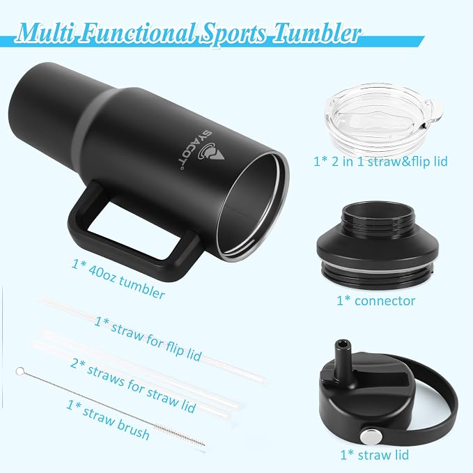 40 oz Tumbler with Handle and Straw or Convert to 40 oz Insulated Water Bottle - Image 9