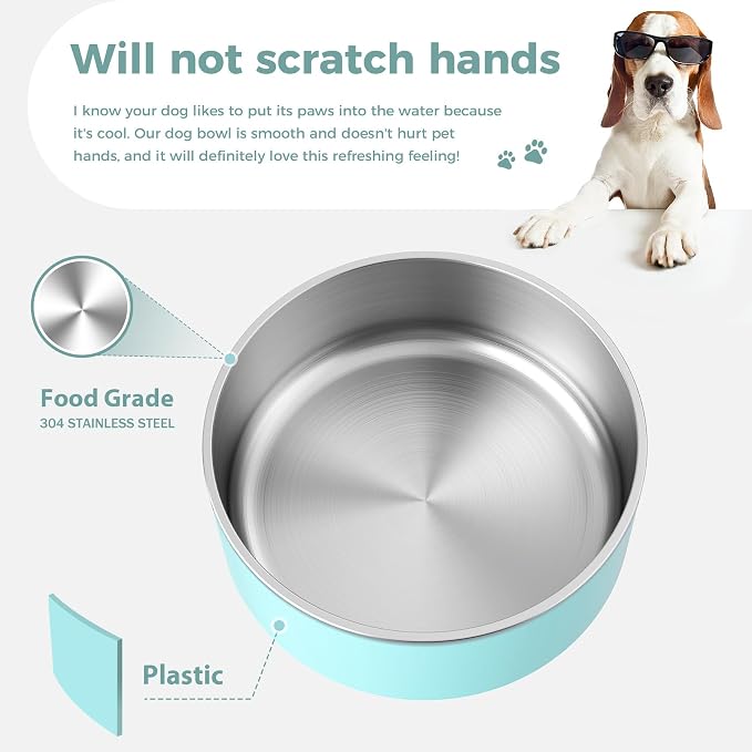 WENBOKMIN Dog Bowl, Stainless Steel Food and Water Bowl, Mint Green | Non Slip - Image 6