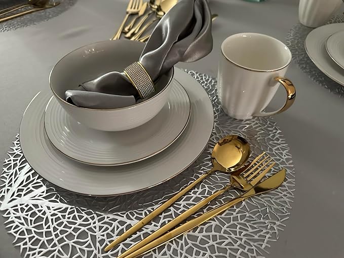 Silver Diamond Napkin Rings Set, Rhinestone Napkin Holder for Dining, Table Decorations,Wedding,Bling Cloth Holder Full of Crushed Diamond,Party of Table Setting Home Decor(24)