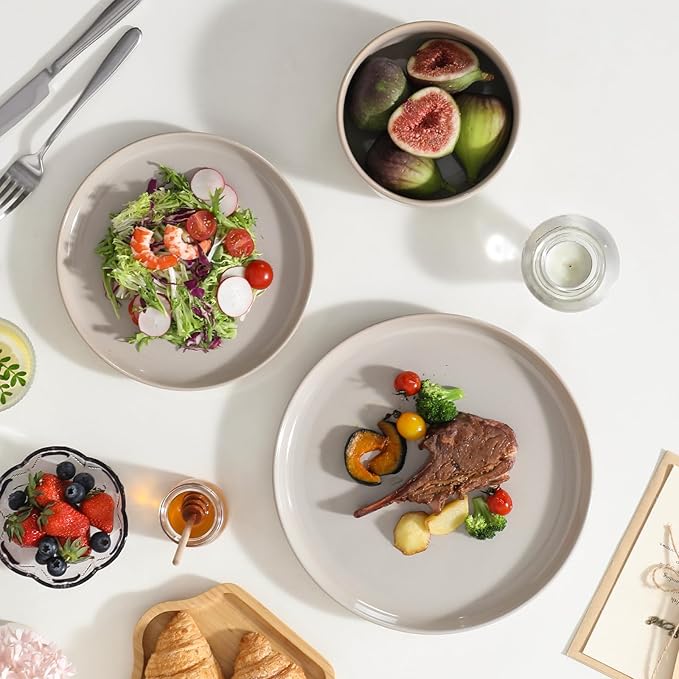 vancasso PLAYA Ceramic Plates and Bowls Sets, 24 Pieces Grey Dinnerware Sets - Image 7