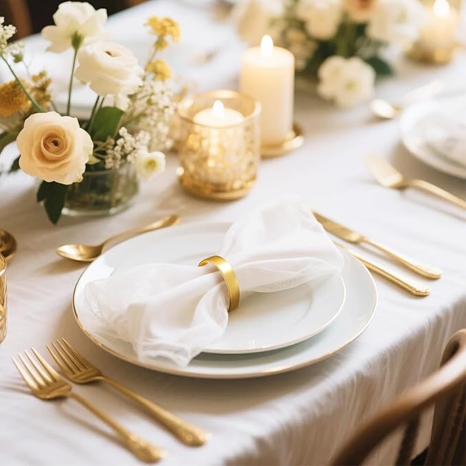 Gold Napkin Rings, Thanksgiving Christmas Napkin Rings Set of 12, Nickel-Plated - Image 6
