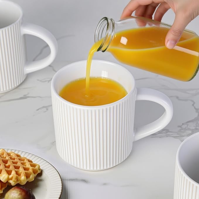 DeeCoo Matte White Coffee Mugs Set of 4, 12 Ounce Mug - Image 7