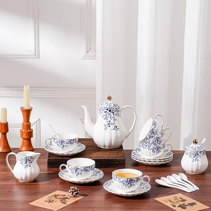 Ceramic Tea Set Vintage Floral, Teapot, Cup and Saucer Set, Sugar Bowl and - Image 7