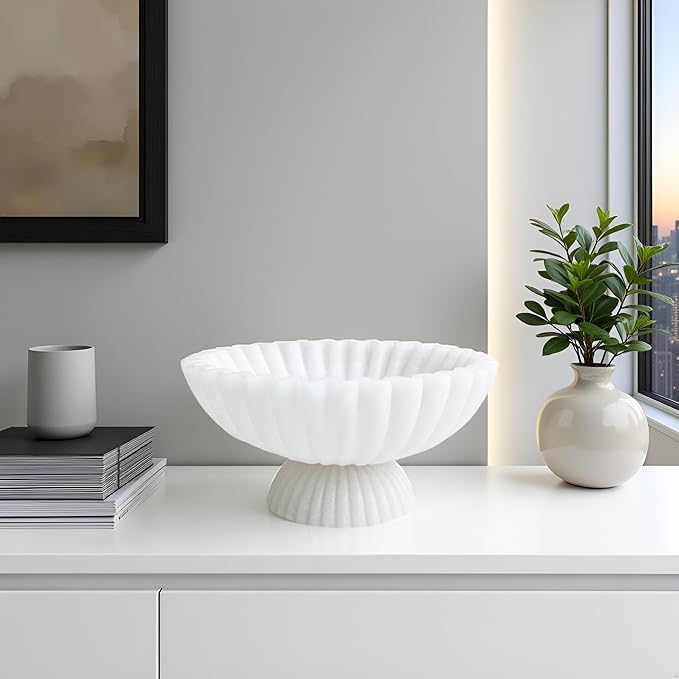 10" Large Decorative Bowl decor, Scalloped Bowls - Image 9