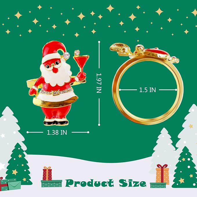 wonlex Xmas Napkin Rings Set of 6, Father Chirstmas Napkin Ring - Image 6