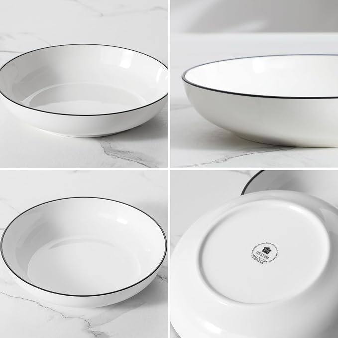 MALACASA 10" Large Pasta Bowls, 56 OZ White Salad Bowls Soup Bowls, Porcelain - Image 8