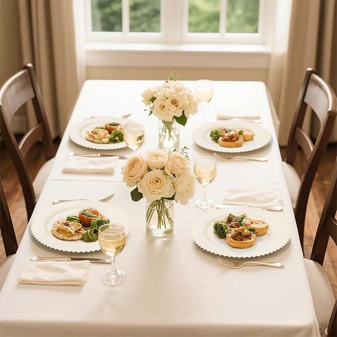 U-QE 60PCS Ivory Plastic Plates - Image 9