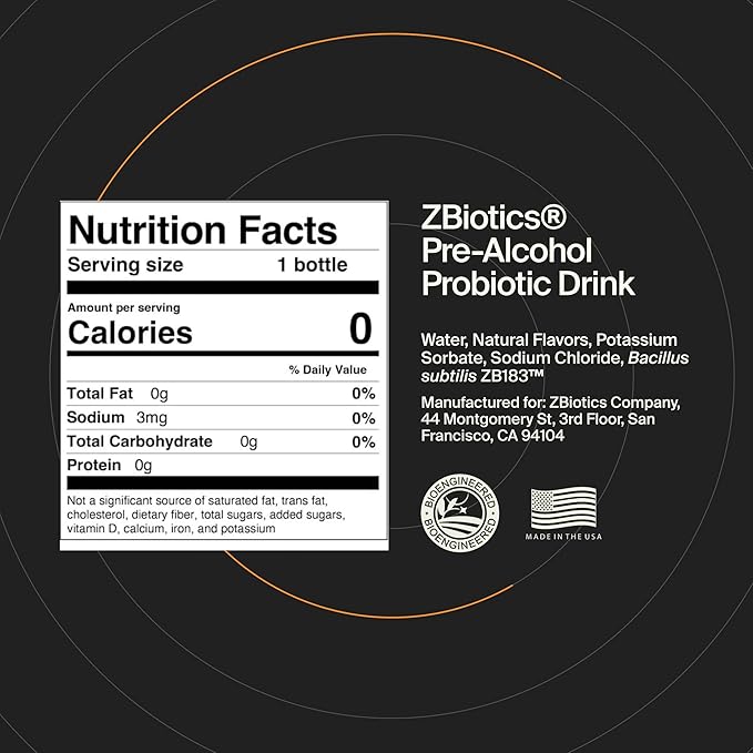 ZBiotics — Feel Better After Drinking, Wake Up Refreshed, Science-Backed, Patented Probiotic for Easier Mornings, Travel-Friendly, 6-Pack of 0.5 Fl Oz Bottles