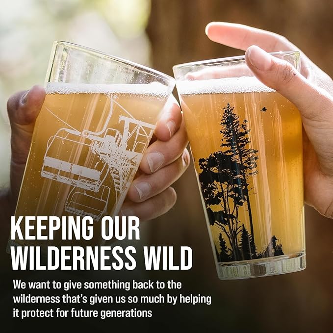 Black Lantern Bigfoot in the Forest Pint Glass Single 16oz Nature Beer Glass for Outdoors & Craft Beer