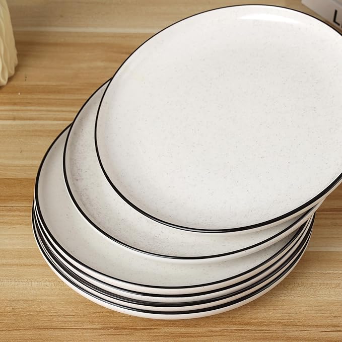Ceramic White Dinner Plates Set of 6, 10.5 Inch Plates - Image 7