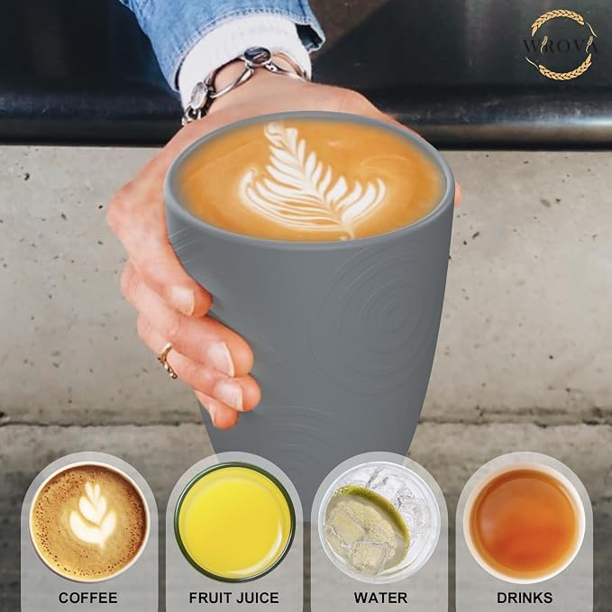 Wrova Wheat Straw Cups 8 PCS Good Alternative to Plastic Reusable Cups 12 oz - Image 7