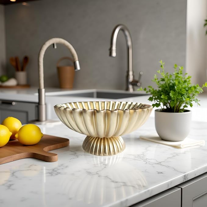 10" Large Decorative Bowl decor, Scalloped Bowls - Image 8