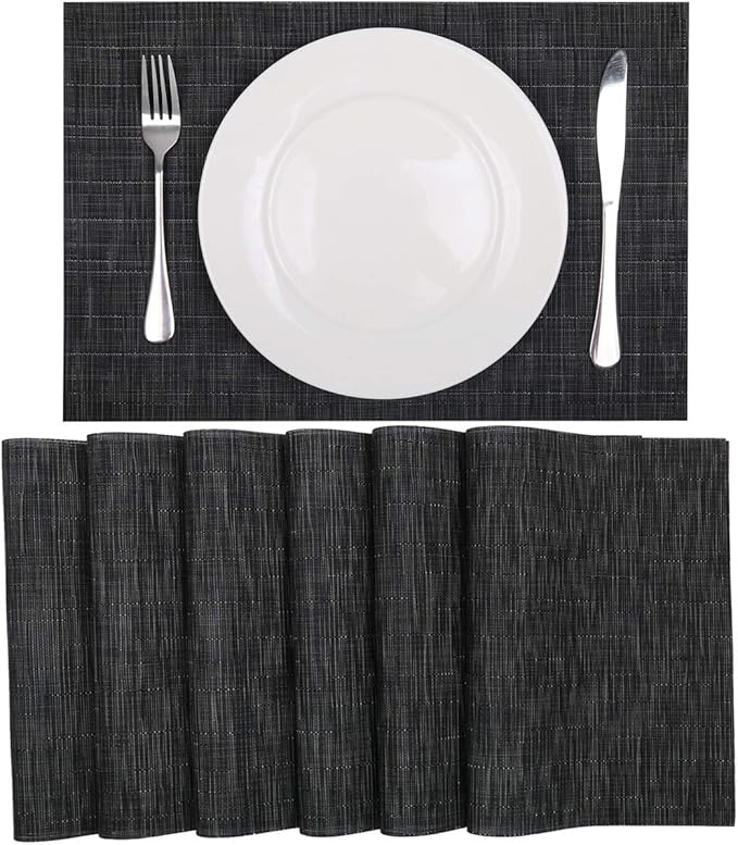 SHACOS Placemats Set of 6 Woven Vinyl Place Mats - Image 8
