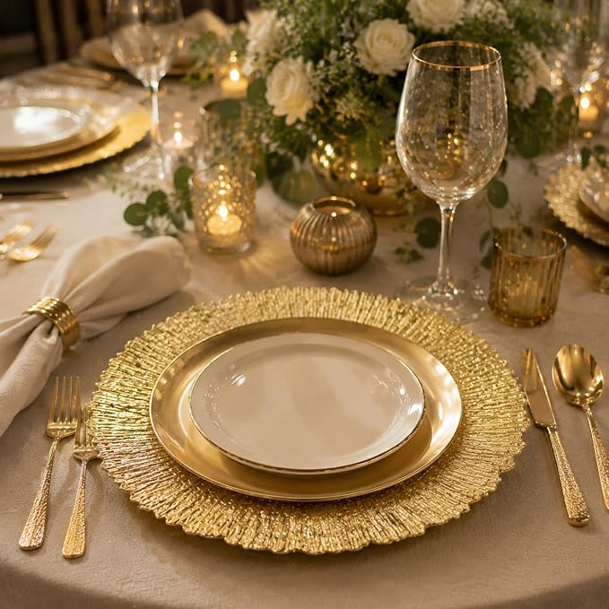 Coloch Set of 12 Gold Charger Plates, Home Dinner Use - Image 9