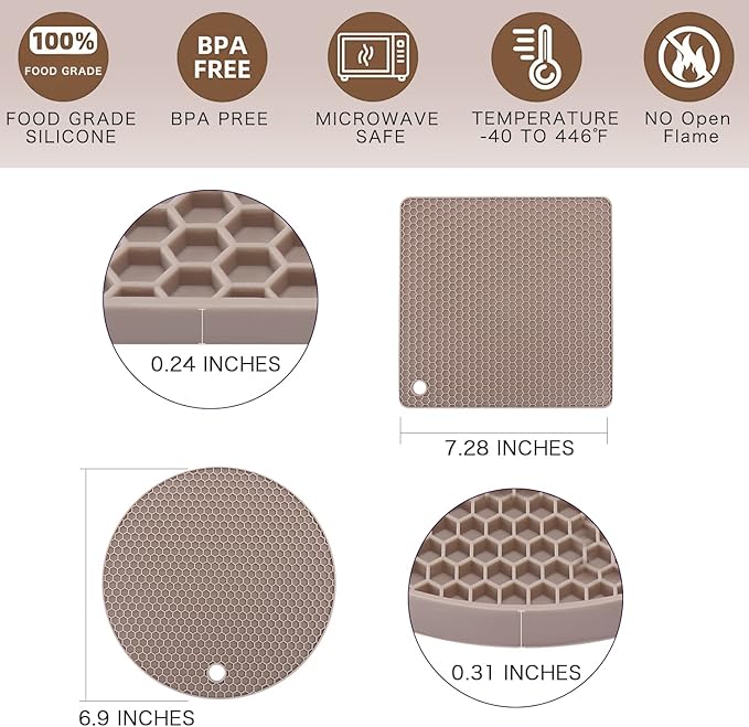 Silicone Trivets for Hot Dishes, Flexible Jar Opener Food Grade Spoon Holder - Image 7