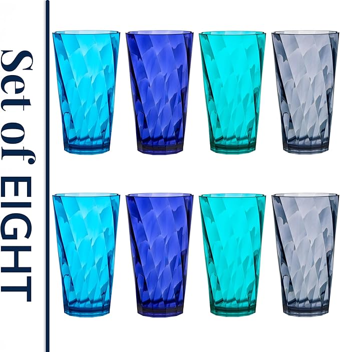US Acrylic Optix Plastic Reusable Drinking Glasses 20oz Water Cups in Coastal - Image 8