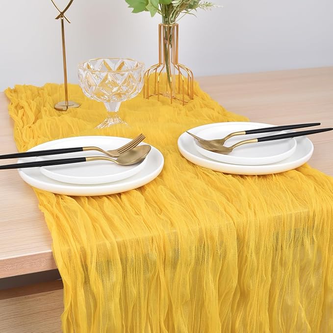 Yellow Cheesecloth Table Runner Cheese Cloth Wedding Birthday Party Decor | - Image 5