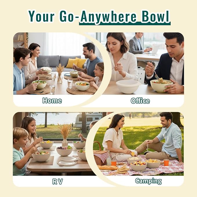 40 OZ Salad Container for Lunch, Unbreakable Wheat Straw Bowls - Image 7